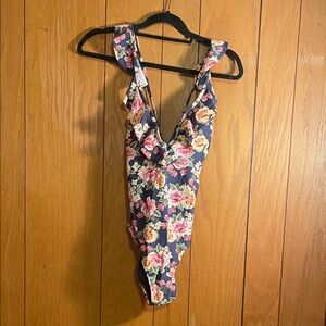 Xhilaration floral ruffle one piece swimsuit